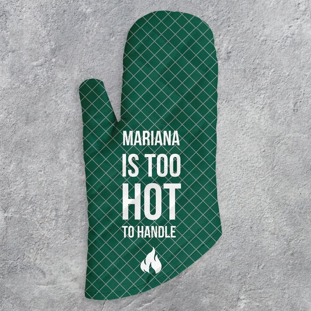 Personalisierter Küchenhandschuh mit Aufdruck – „Too hot“