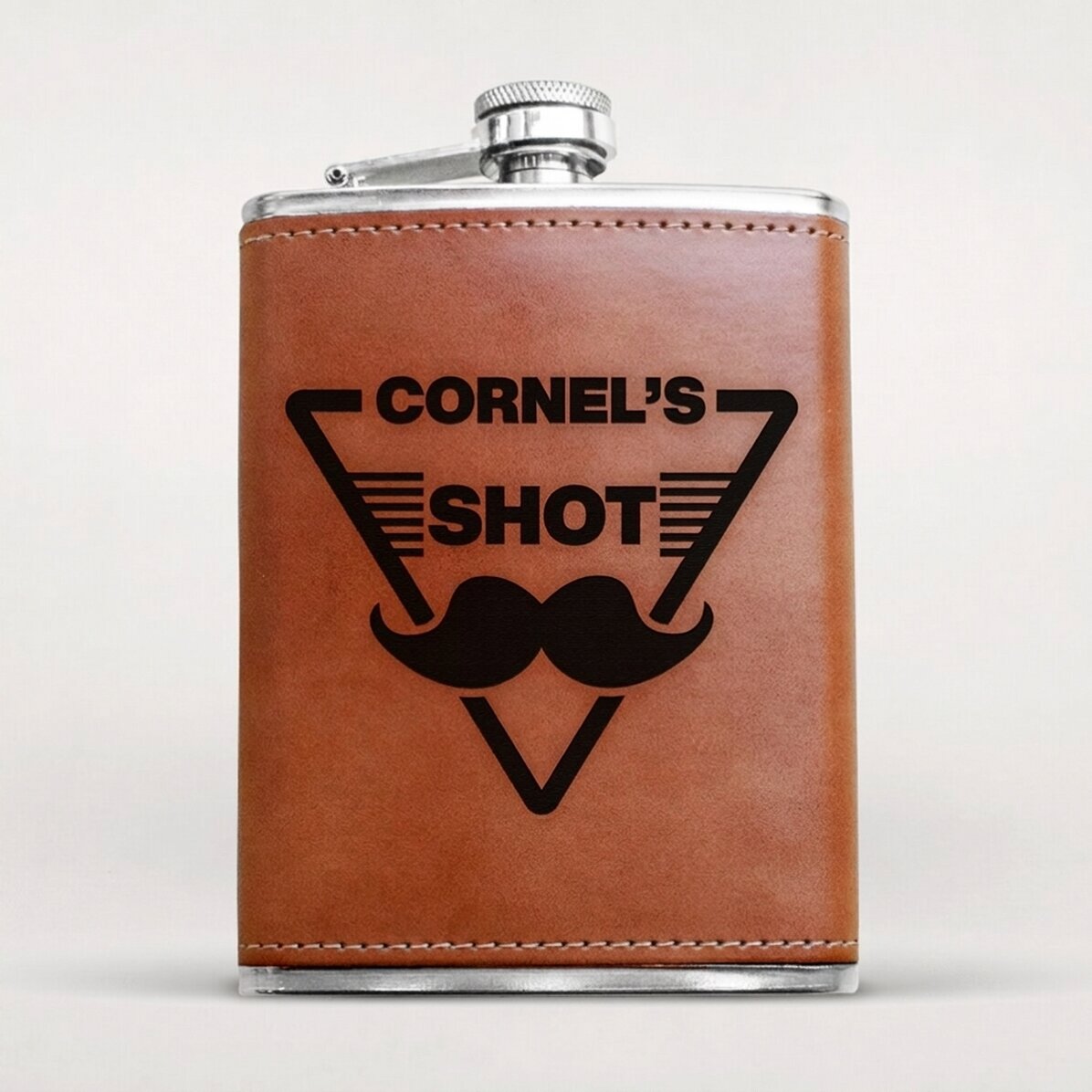 Personalisierte, mit Leder ummantelte Taschenflasche – Shot