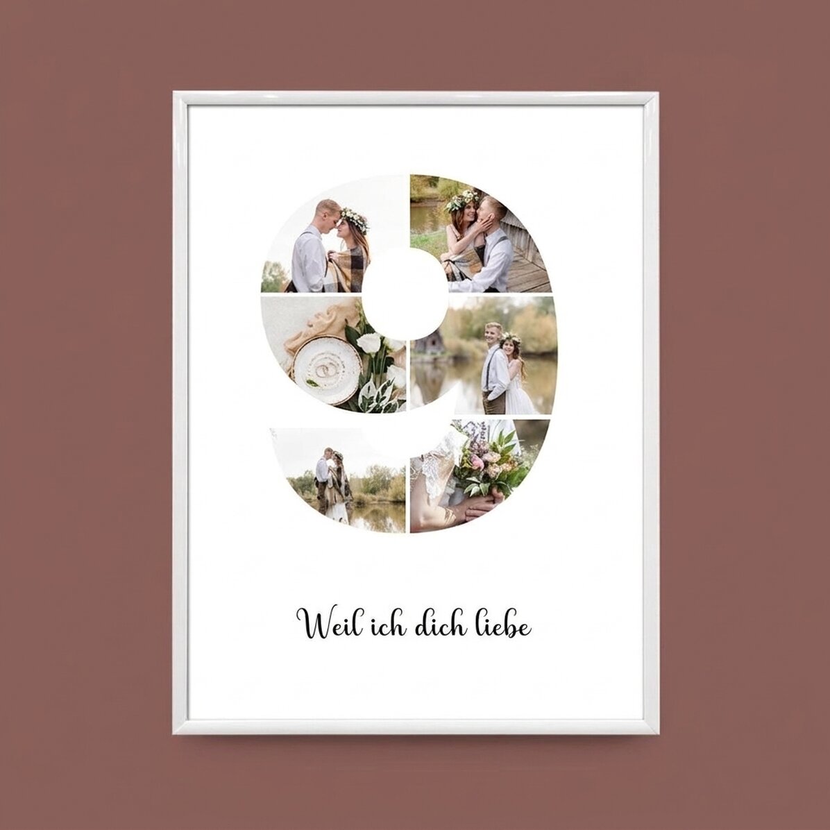 Individuell gestaltetes Bild mit 6 Fotos, Modell Nr. 9 und Textbotschaft