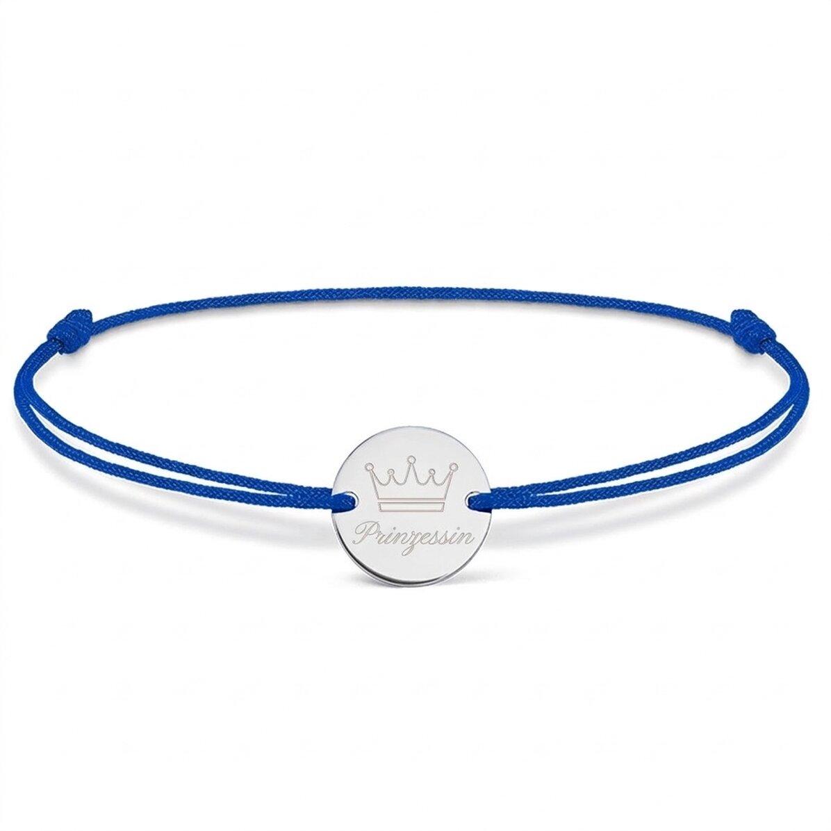 Personalisiertes Armband mit Kordel – 14-mm-Münze – 925er Silber – Krone-Motiv