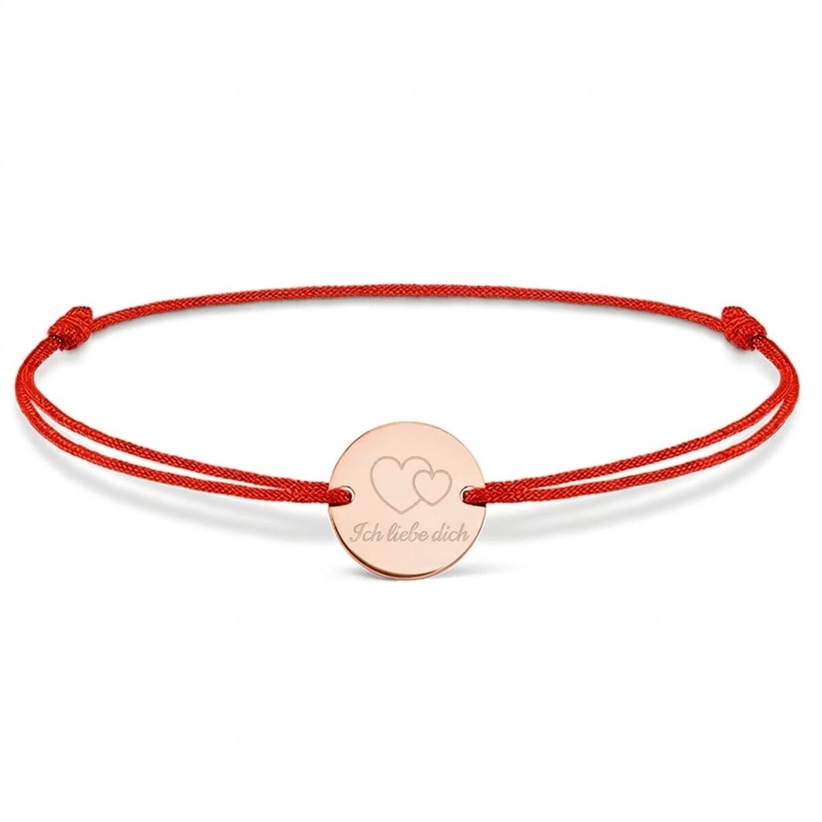 Personalisiertes Armband mit Kordel – 14-mm-Münze – 925er Silber – „I love you“