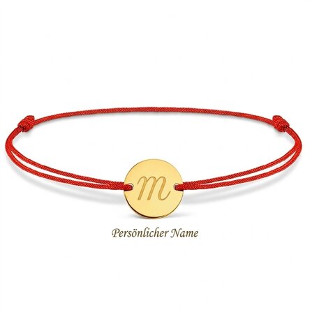 Personalisiertes Kordelarmband – 14-mm-Münze – 925er Silber – Initialen-Modell