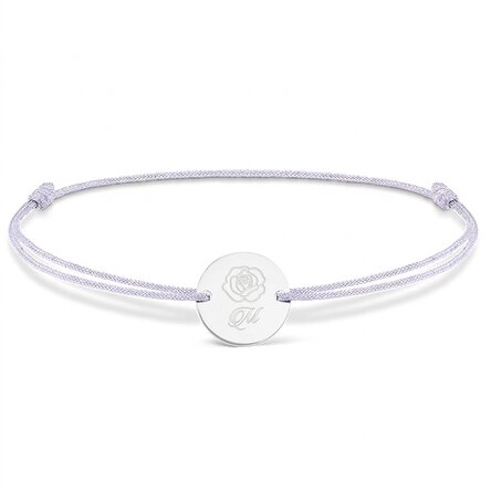 Personalisiertes Kordelarmband – 14-mm-Münze – 925er Silber – Rosenmotiv