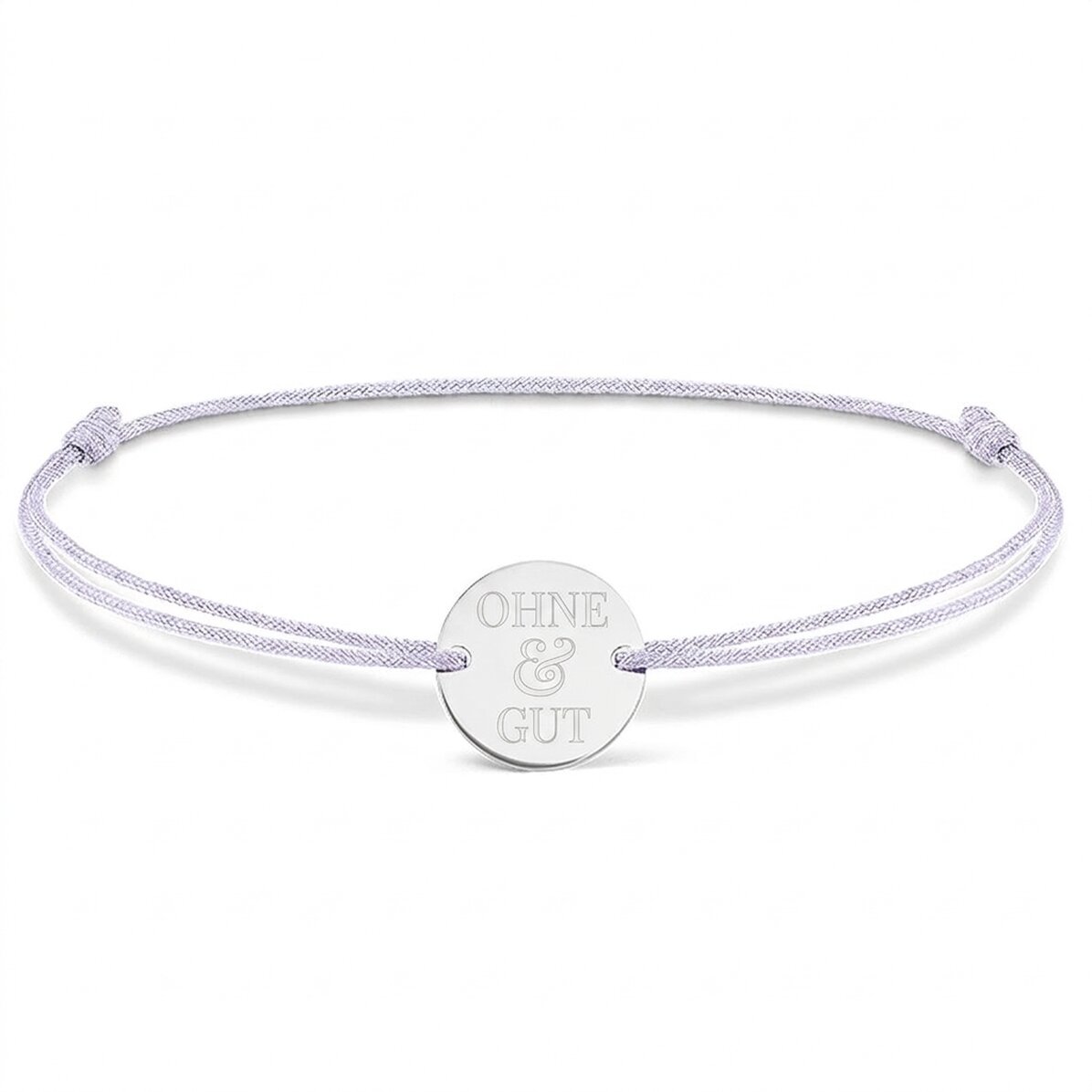 Personalisiertes Kordelarmband – 14-mm-Münze – 925er Silber – Modell mit 2 Initialen
