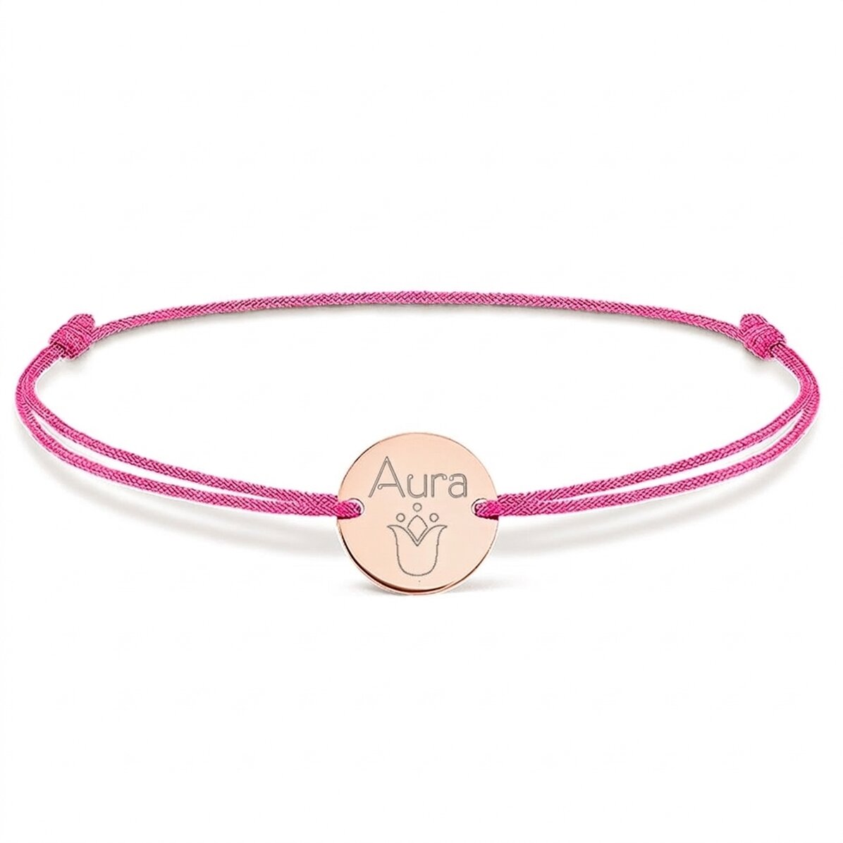 Personalisiertes Kordelarmband – 14-mm-Münze – 925er Silber – Tulpenmotiv