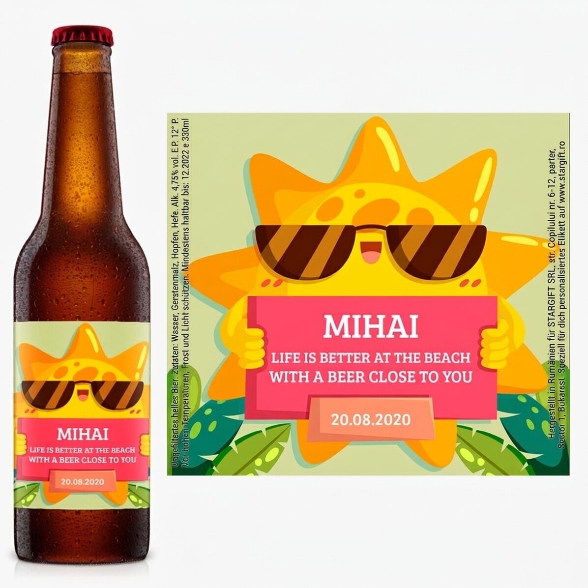 Bier mit individueller Beschriftung – Friendly Sun