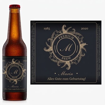 Individuell gestaltetes Bier mit Monogramm und Text – Floral Elegance