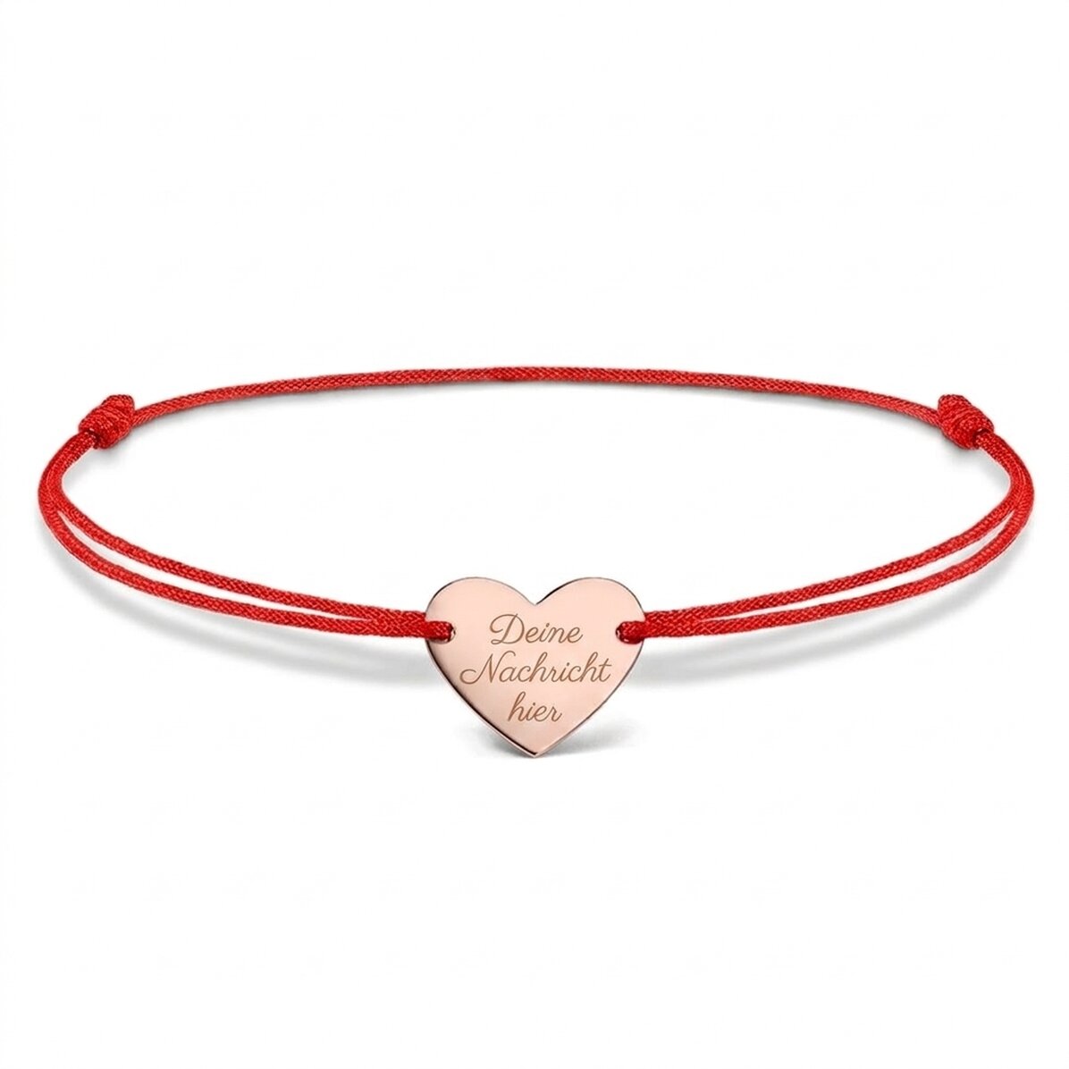 Personalisiertes Armband mit Kordel – Herz 12 x 10 mm – 925er Silber – „Du und ich“, Modell 2