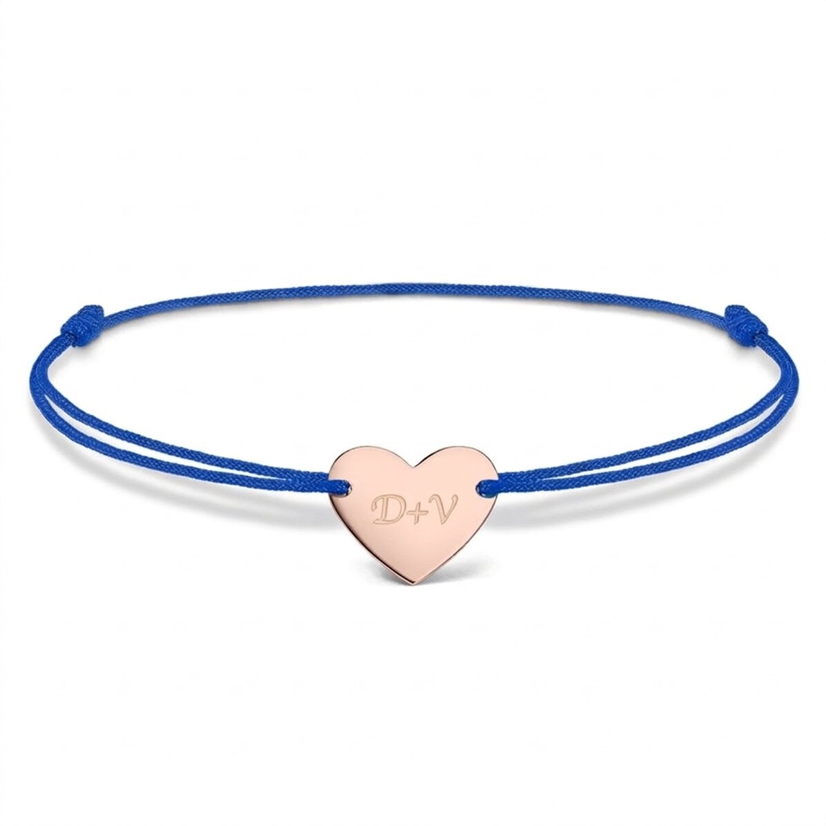 Personalisiertes Kordelarmband – Herz 12 x 10 mm – 925er Silber – „Du und ich“, Modell 3
