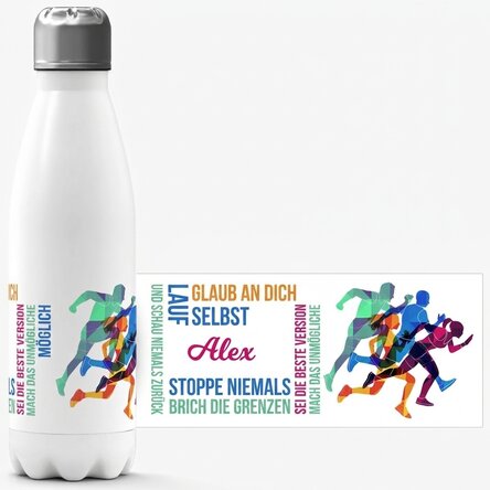 Thermoskanne mit weißem Boden, individuell mit Namen bedruckt – Runner
