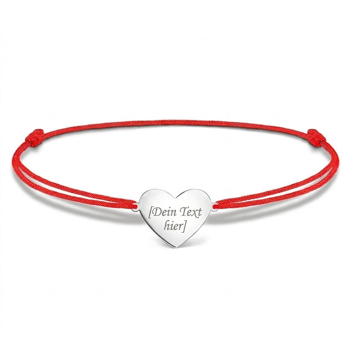 Personalisiertes Kordelarmband – Herz 15 x 13 mm – 925er Silber – Initiale 2