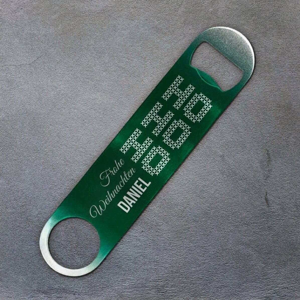 Personalisierter Bieröffner mit Schriftzug – Ho ho ho