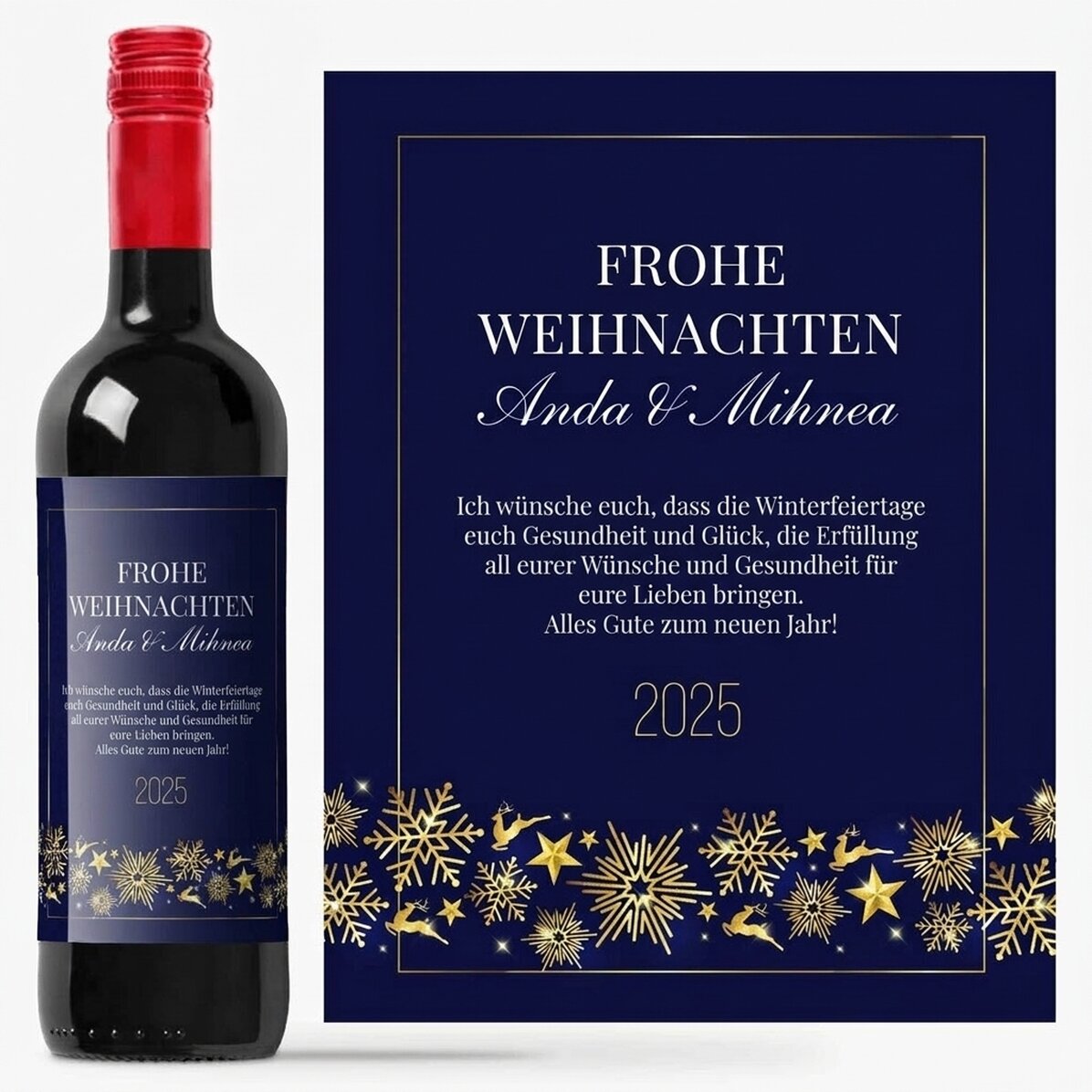 Wein mit individueller Beschriftung – Golden Snowflakes