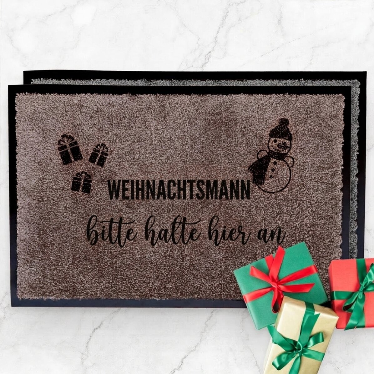 Individuell gestaltete Eingangsmatte für den Innenbereich – „Santa, bitte hier anhalten“