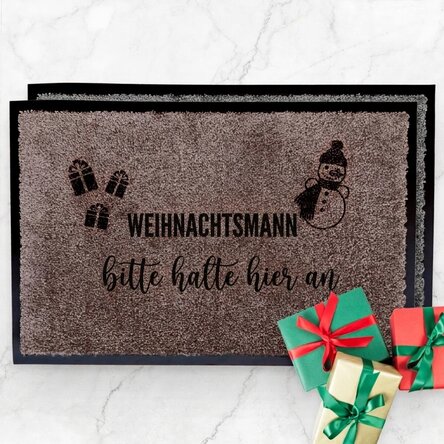 Individuell gestaltete Eingangsmatte für den Innenbereich – „Santa, bitte hier anhalten“
