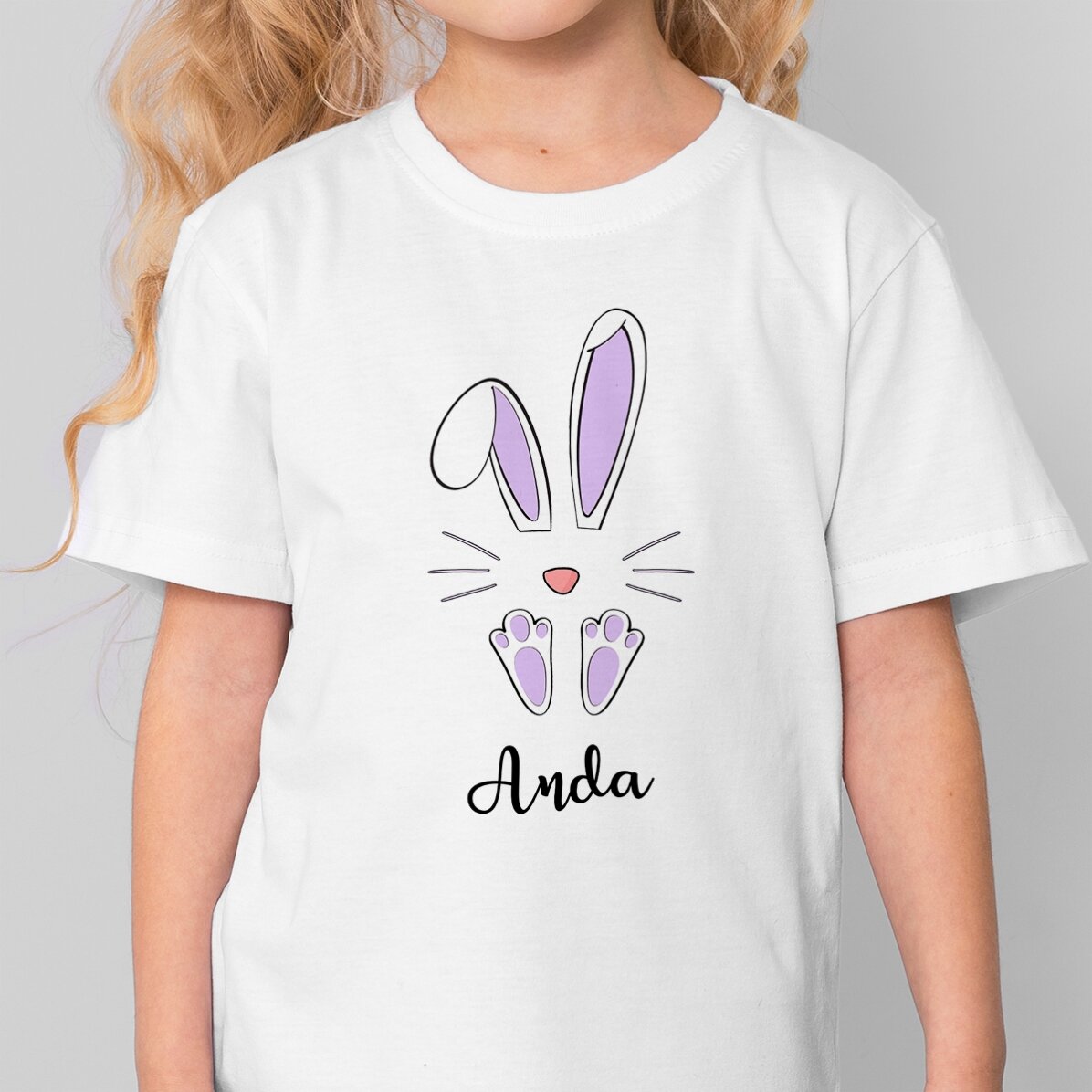 Personalisiertes Baumwoll-T-Shirt für Kinder mit Namen – Osterhase