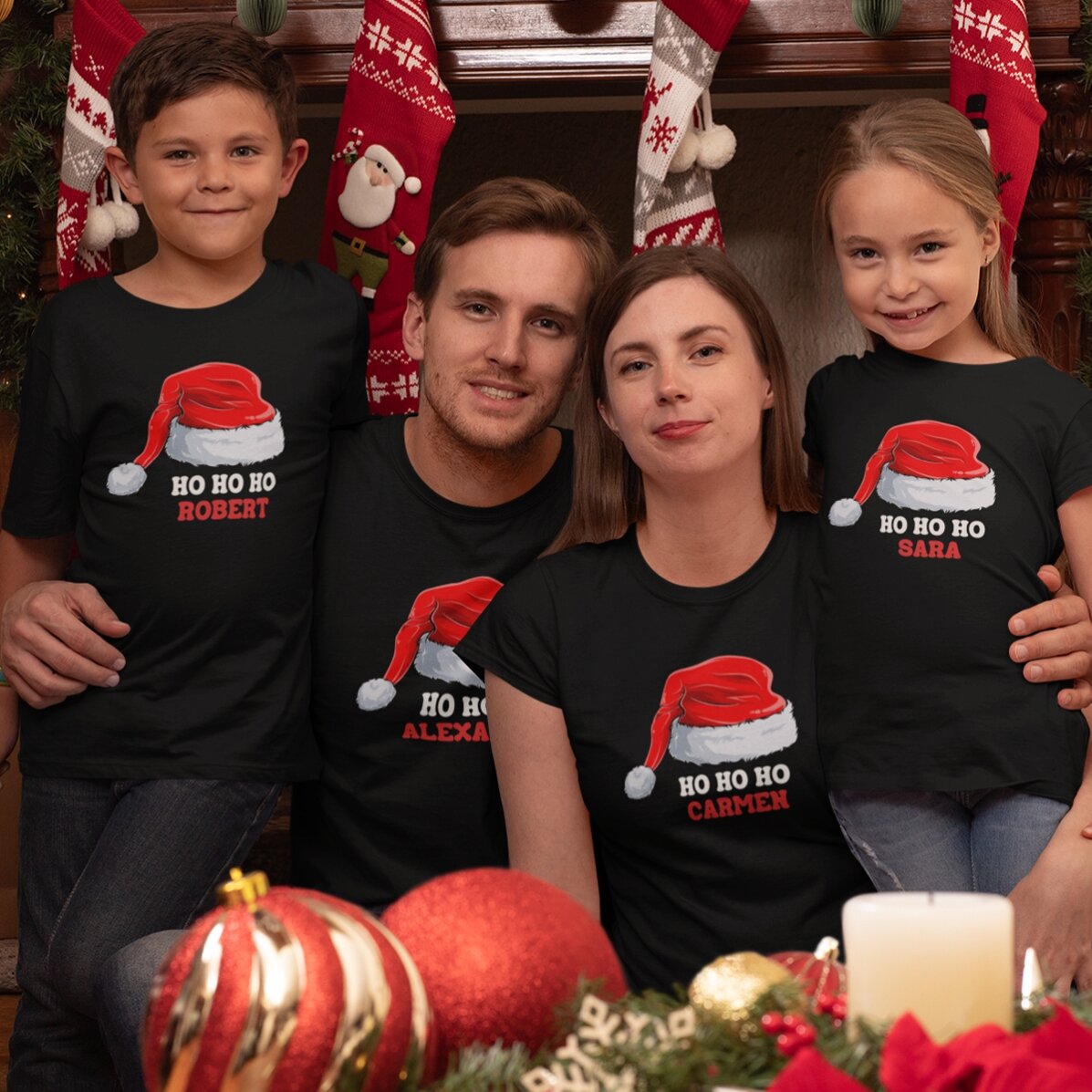 Personalisiertes Baumwoll-T-Shirt für Kinder mit Aufdruck – Weihnachten