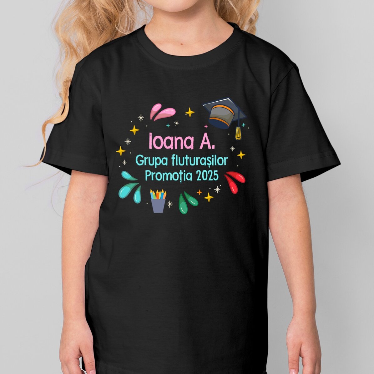 Personalisiertes Baumwoll-T-Shirt für Kinder mit Aufdruck – Farben