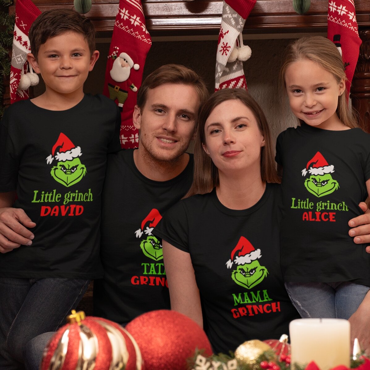 Personalisiertes Baumwoll-T-Shirt für Kinder mit Aufdruck – Grinch