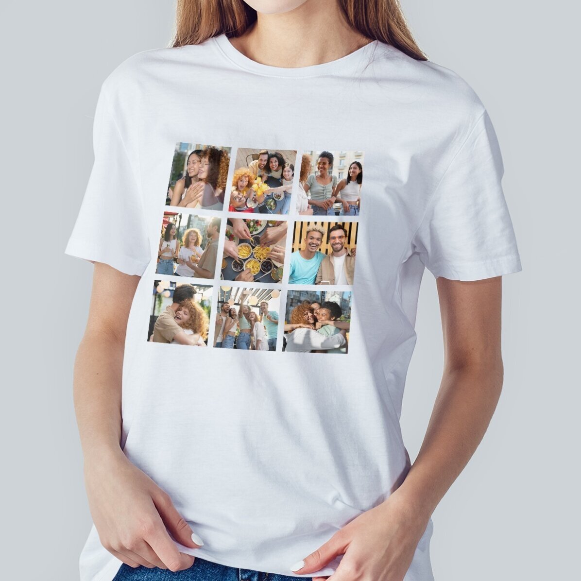 Personalisiertes Baumwoll-T-Shirt mit 9 Fotos