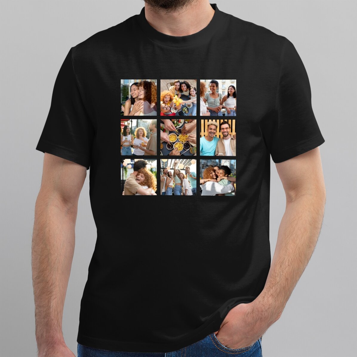 Personalisiertes Baumwoll-T-Shirt mit 9 Fotos