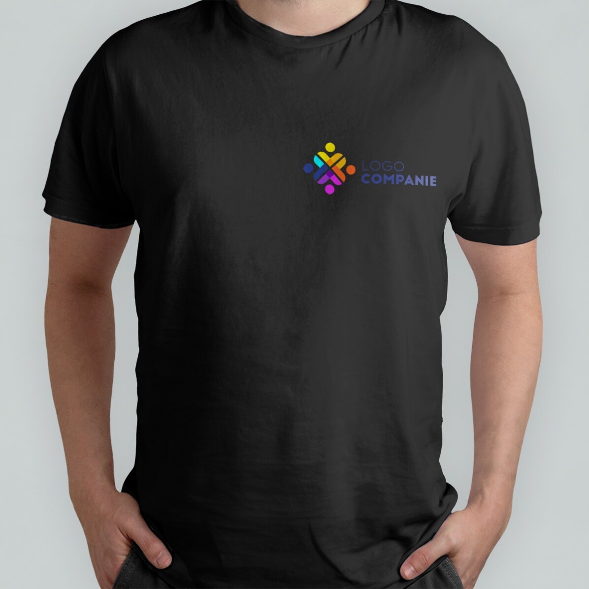 Personalisiertes Baumwoll-T-Shirt mit Logo auf der linken Seite