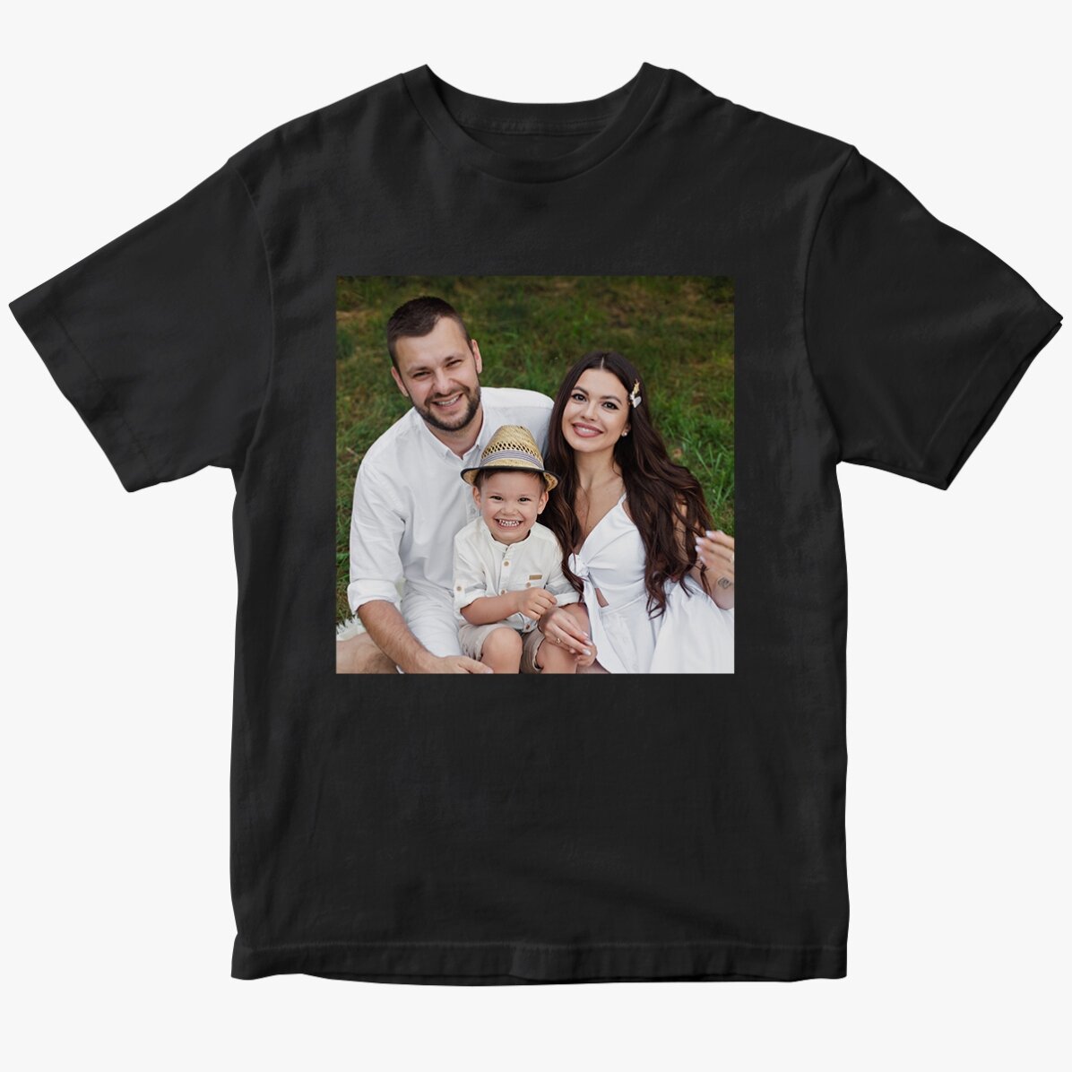 Personalisiertes Baumwoll-T-Shirt mit einem quadratischen Foto