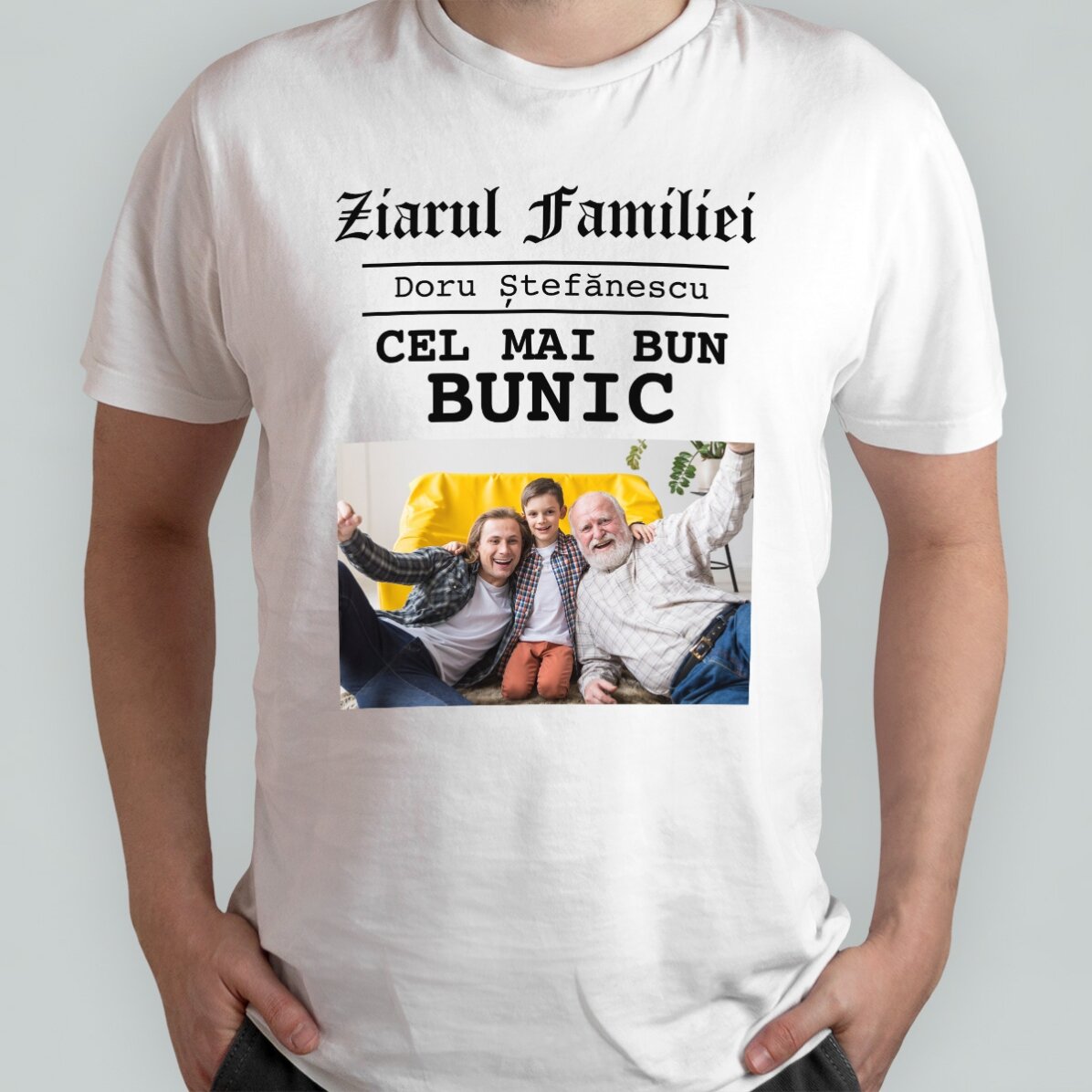 Personalisiertes Baumwoll-T-Shirt mit Foto und Text – Die besten Großeltern