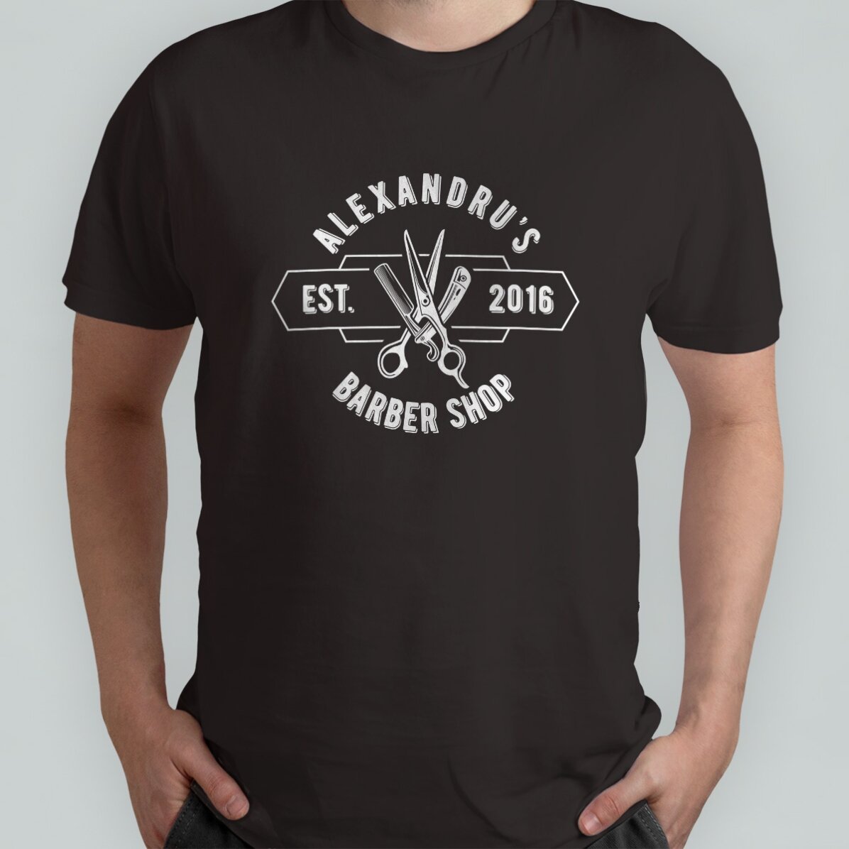 Personalisiertes Baumwoll-T-Shirt mit Aufdruck – Barber Shop