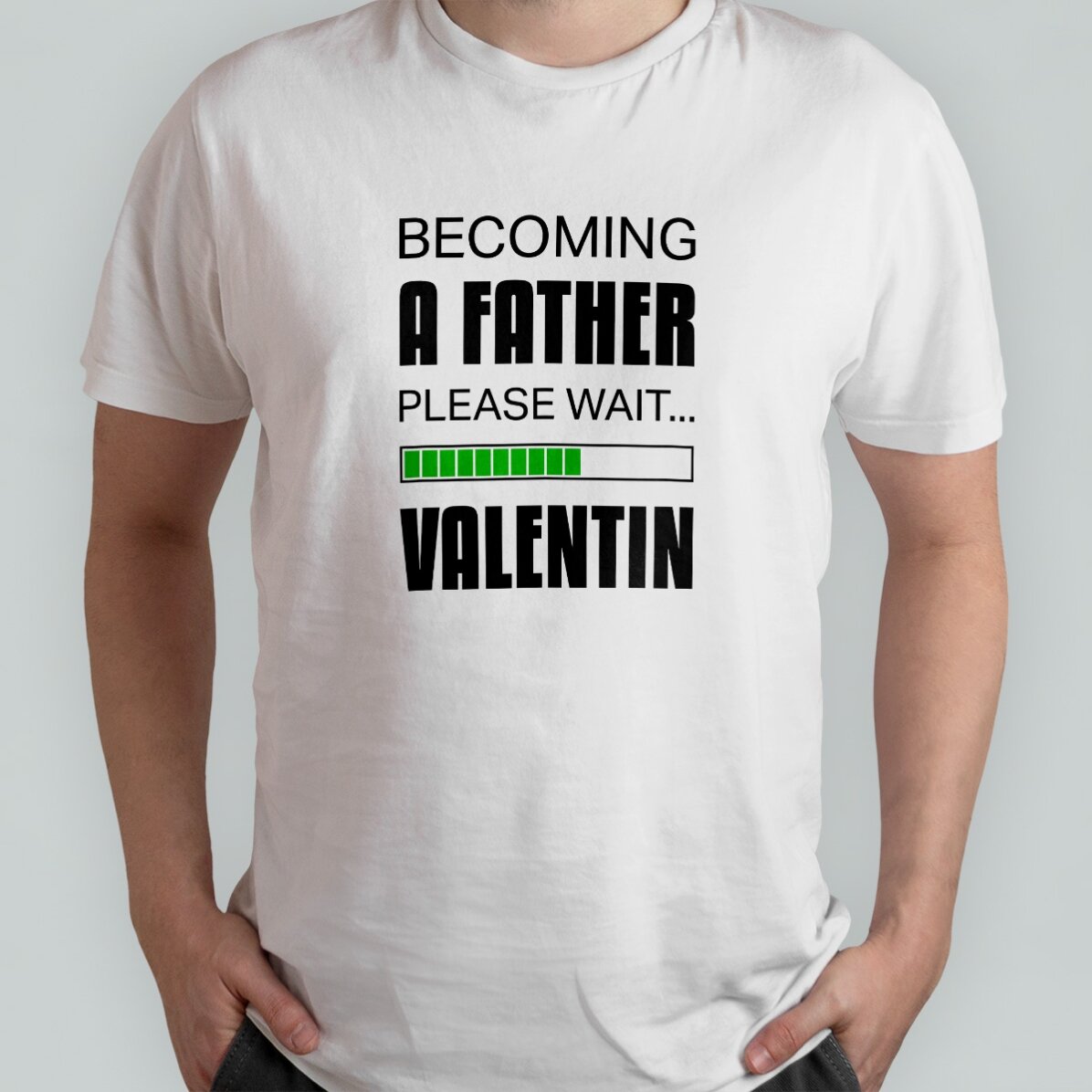 Personalisiertes Baumwoll-T-Shirt mit Aufdruck – „Becoming a father“