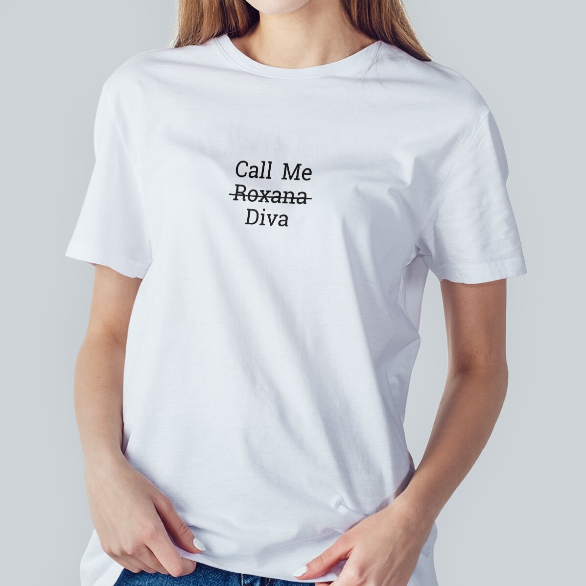 Personalisiertes Baumwoll-T-Shirt mit Aufdruck – „Call me“