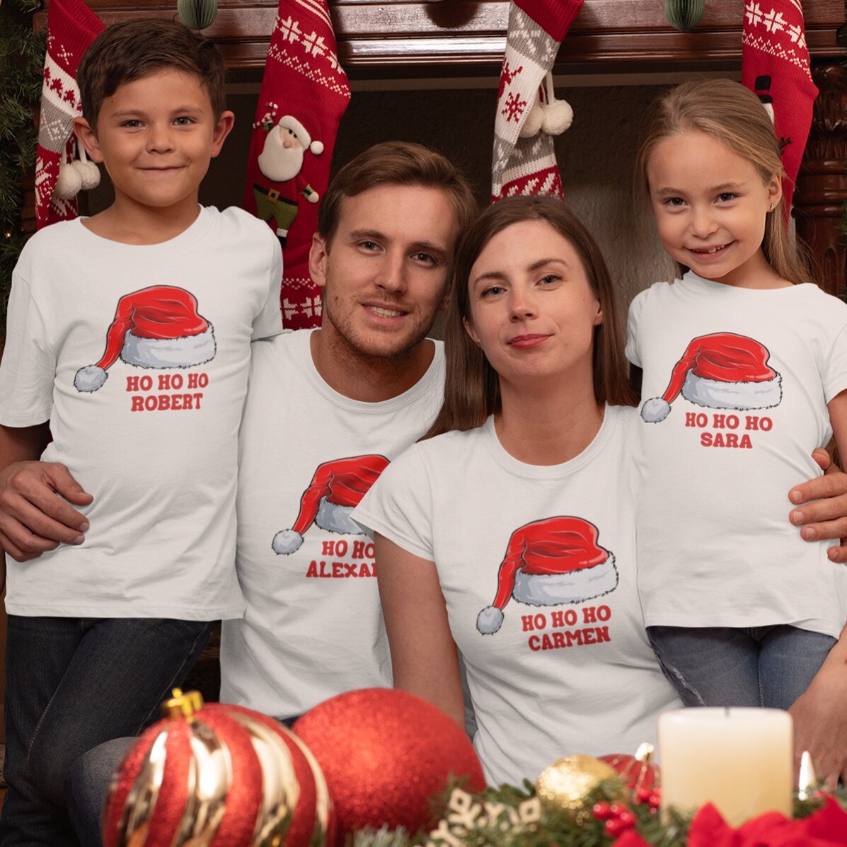 Personalisiertes Baumwoll-T-Shirt mit Aufdruck – Weihnachten