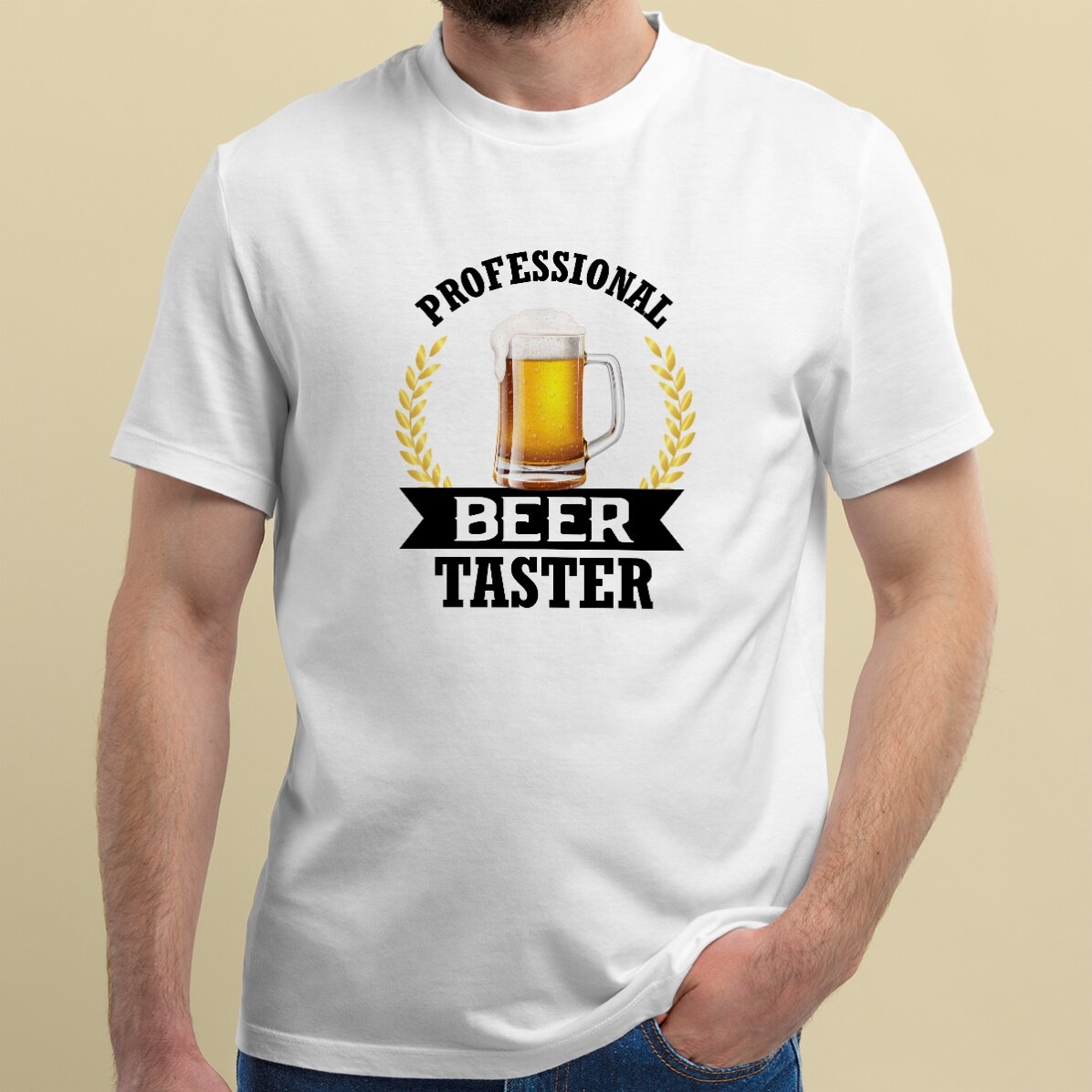Personalisiertes Baumwoll-T-Shirt mit Aufdruck – Bierverkoster