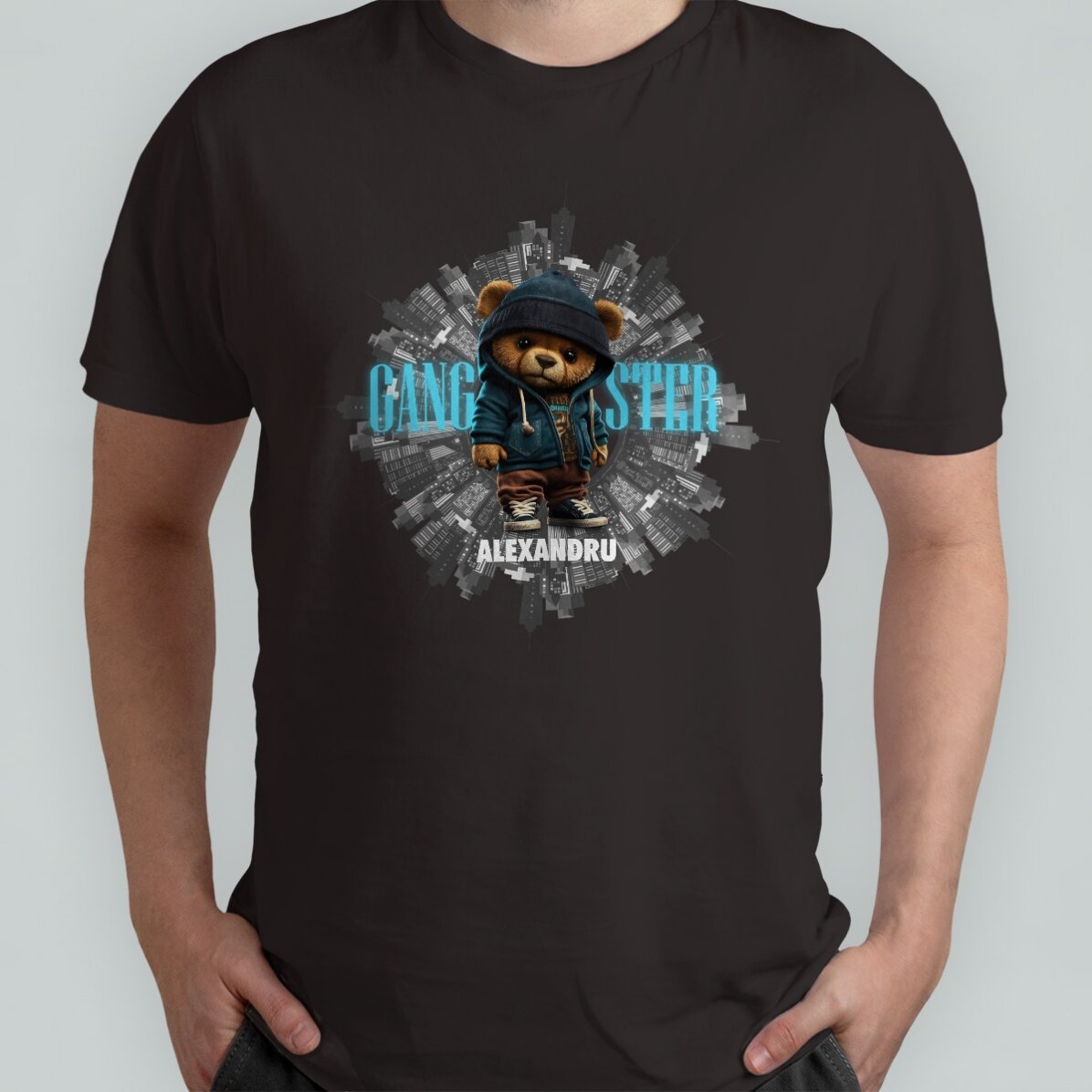 Personalisiertes Baumwoll-T-Shirt mit Aufdruck – Gangster
