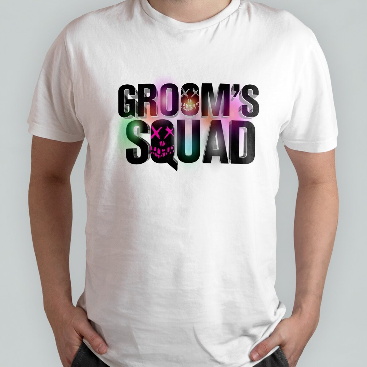 Personalisiertes Baumwoll-T-Shirt mit Aufdruck – „Groom’s Squad“ für den Junggesellenabschied