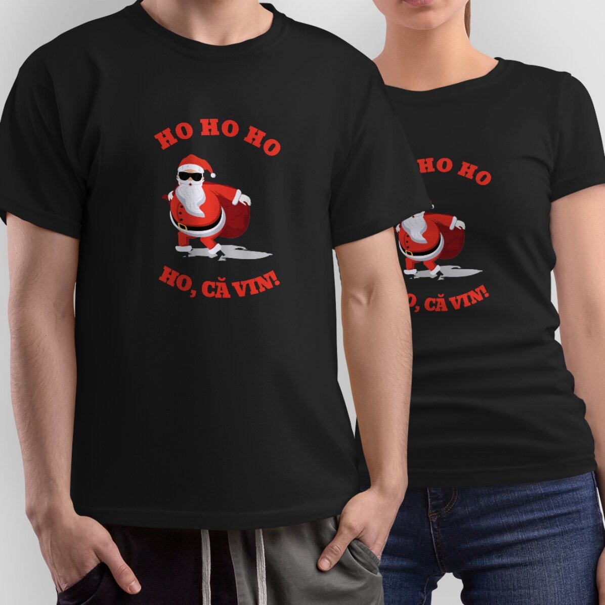 Personalisiertes Baumwoll-T-Shirt mit Aufdruck – HO HO HO