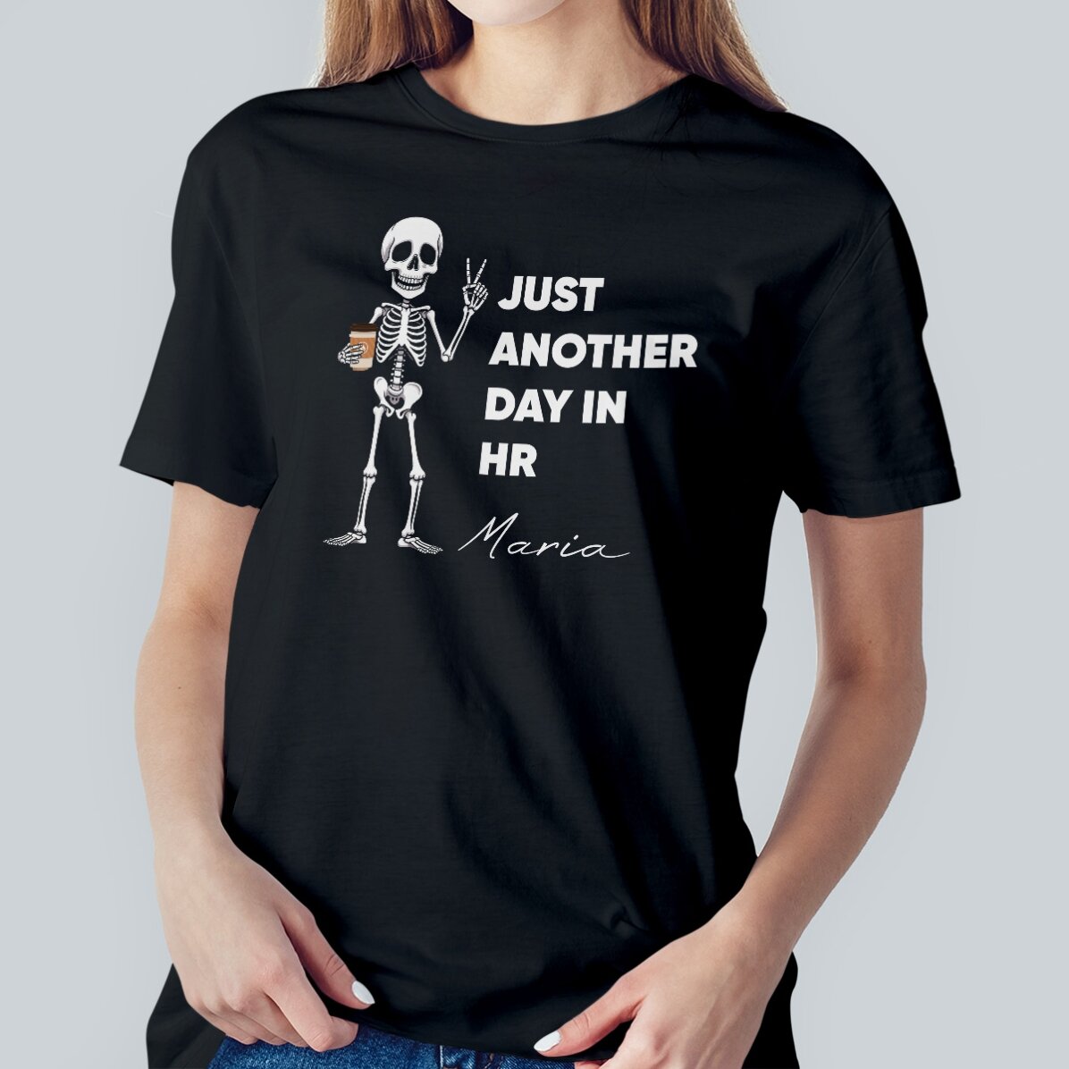 Personalisiertes Baumwoll-T-Shirt mit Aufdruck – „Just another day“