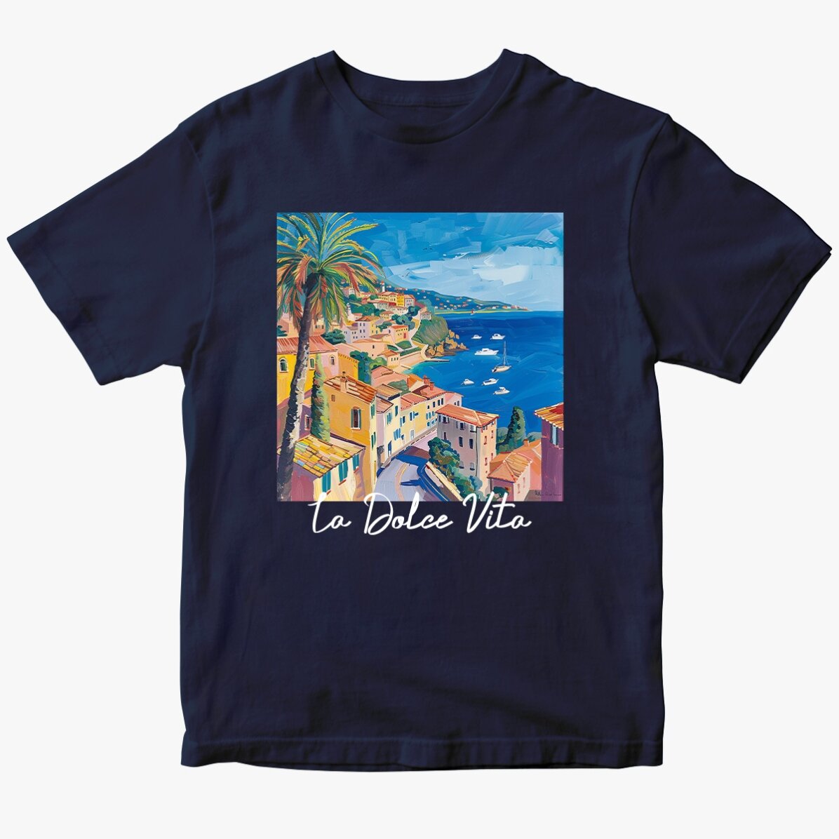Personalisiertes Baumwoll-T-Shirt mit Aufdruck – La Dolce Vita