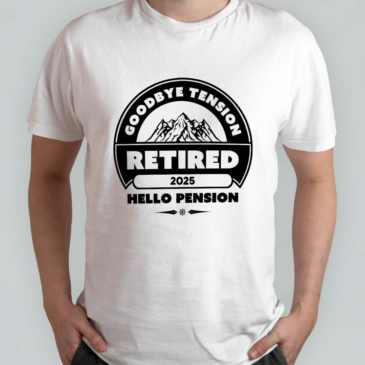 Personalisiertes Baumwoll-T-Shirt mit Aufdruck – Im Ruhestand