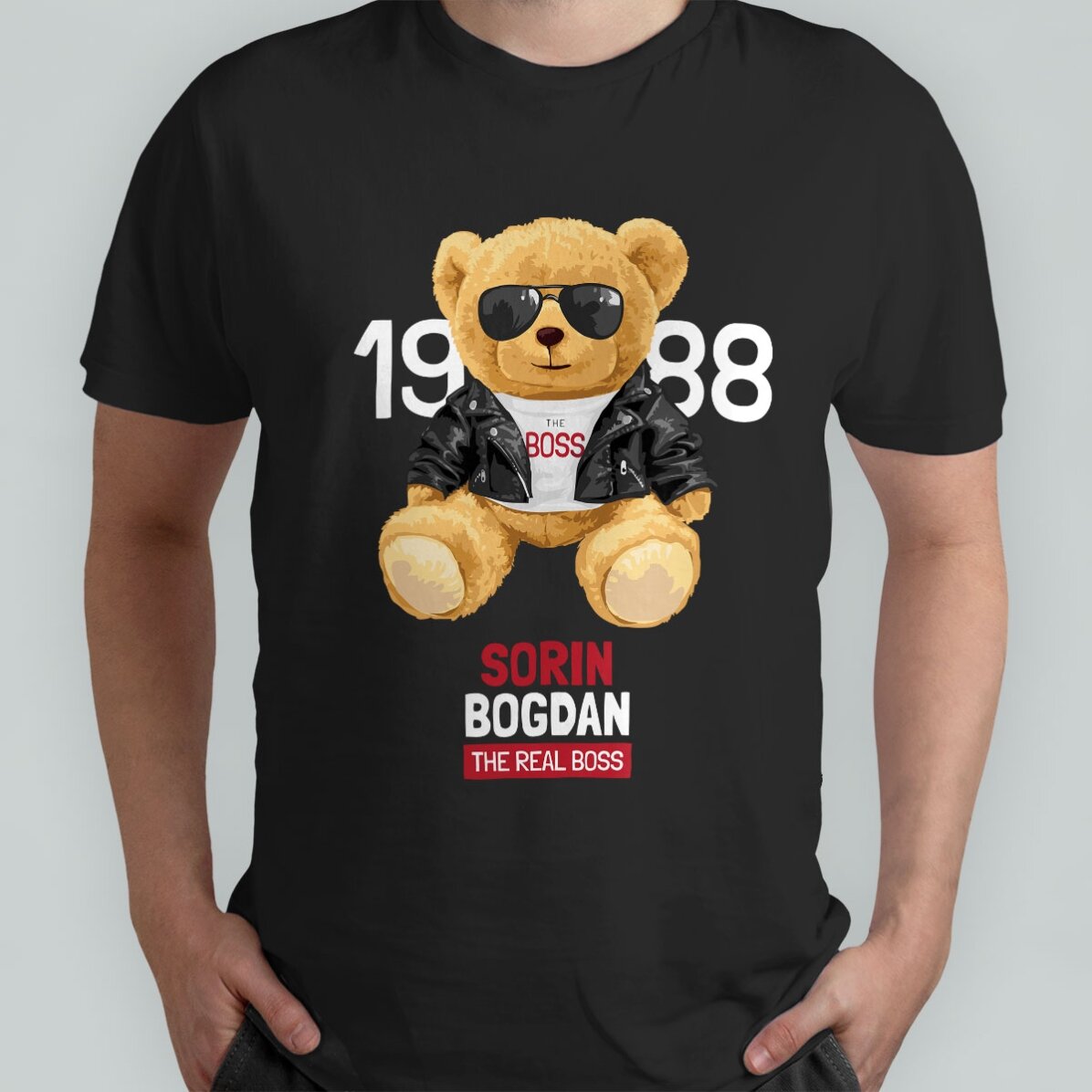 Personalisiertes Baumwoll-T-Shirt mit Aufdruck – „Like a boss“