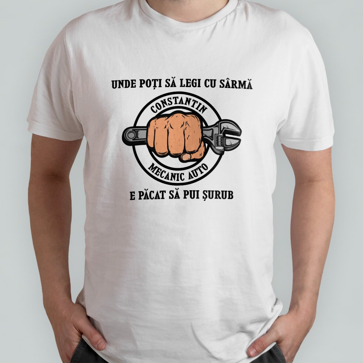 Personalisiertes Baumwoll-T-Shirt mit Aufdruck – Mechaniker