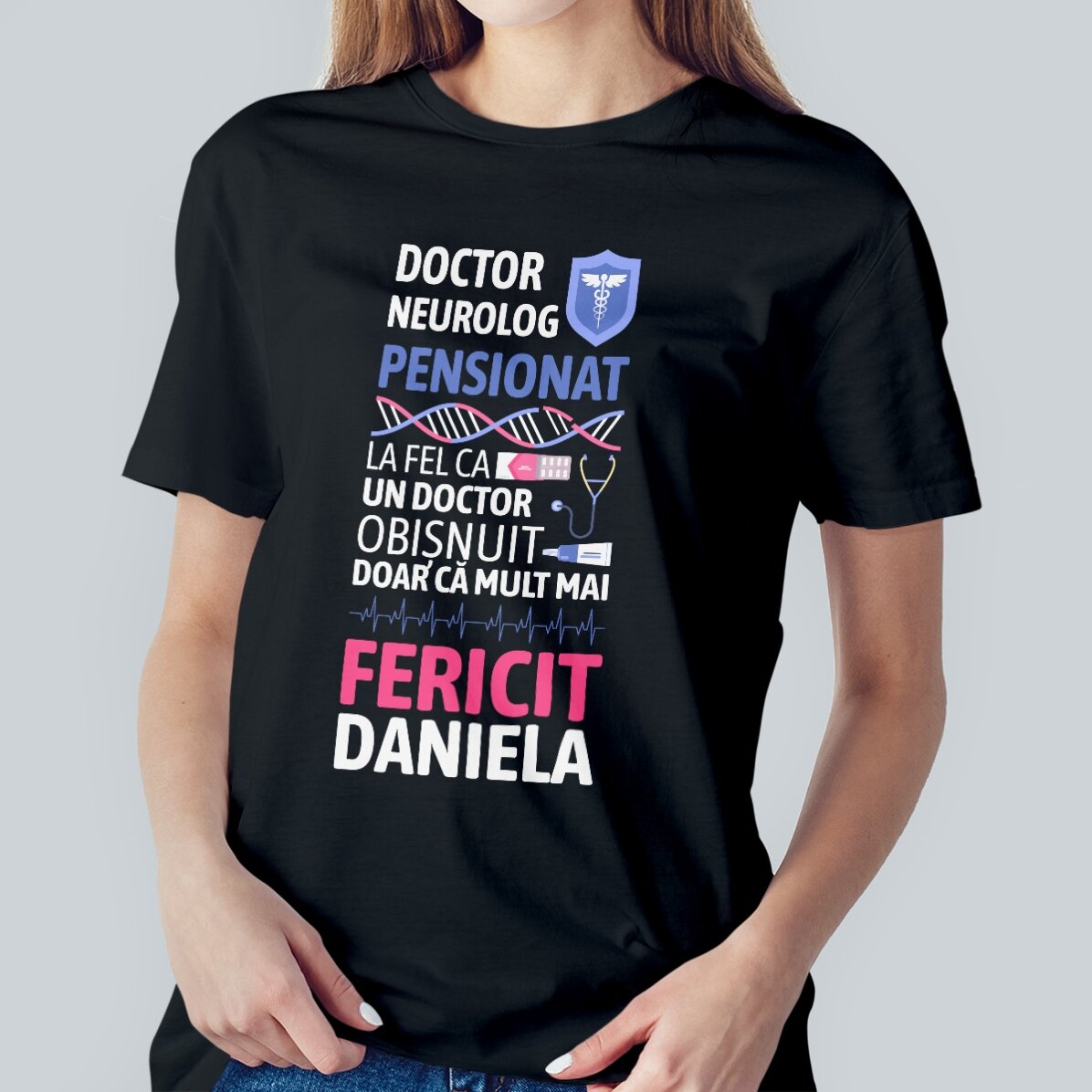 Personalisiertes Baumwoll-T-Shirt mit Aufdruck – Pensionierter Arzt