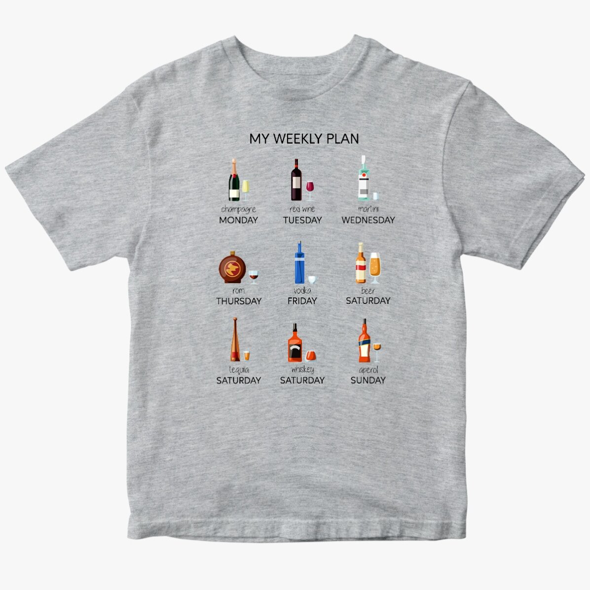 Personalisiertes Baumwoll-T-Shirt mit Aufdruck – My weekly plan
