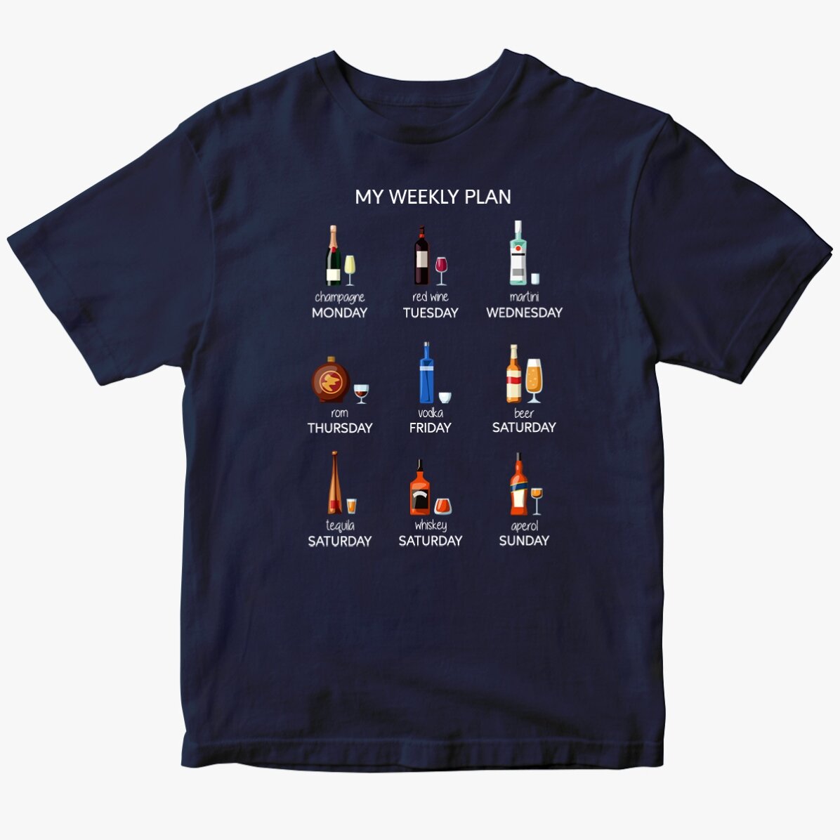 Personalisiertes Baumwoll-T-Shirt mit Aufdruck – My weekly plan