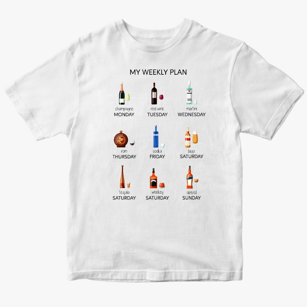 Personalisiertes Baumwoll-T-Shirt mit Aufdruck – My weekly plan