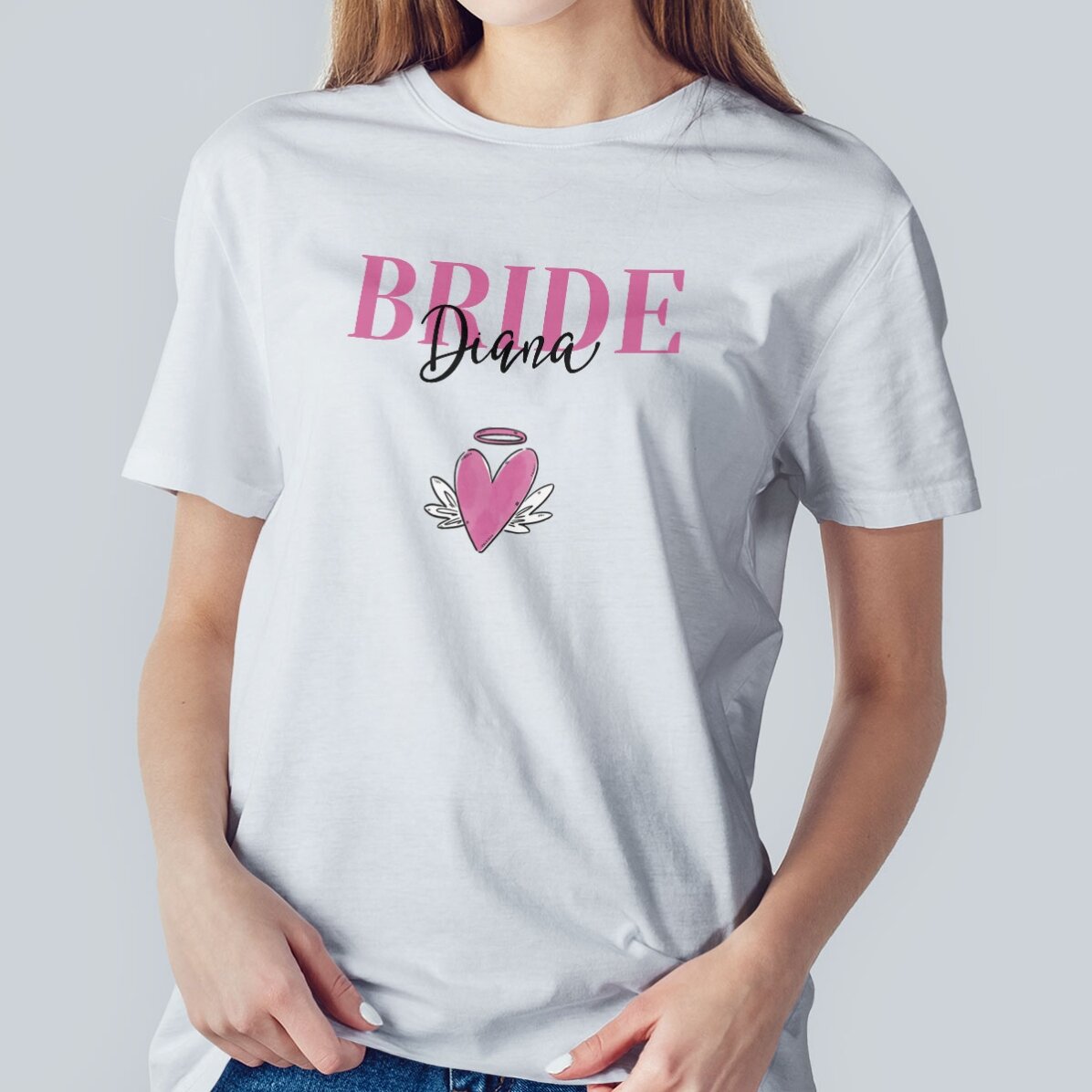 Personalisiertes Baumwoll-T-Shirt mit Aufdruck – Hochzeit