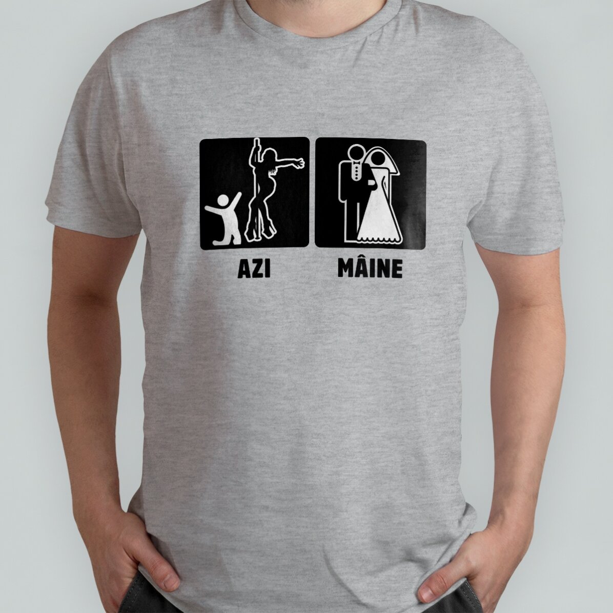 Personalisiertes Baumwoll-T-Shirt mit Aufdruck für den Junggesellenabschied – Heute, morgen