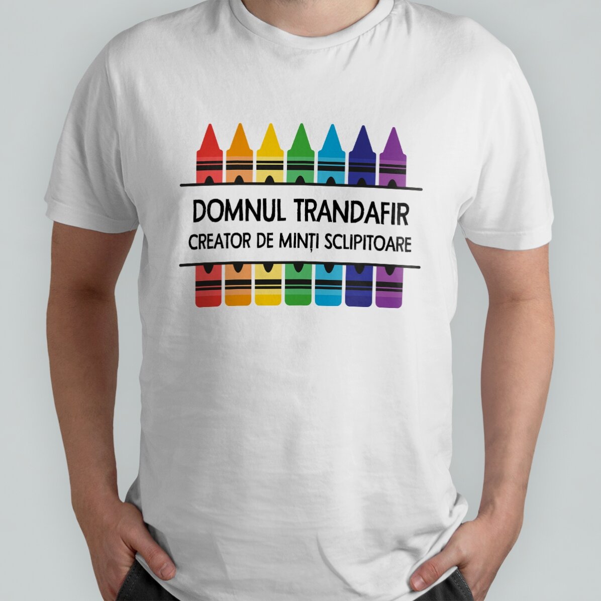 Personalisiertes Baumwoll-T-Shirt mit Aufdruck für Lehrer – Bleistifte