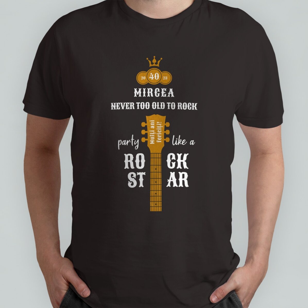 Personalisiertes Baumwoll-T-Shirt mit Aufdruck – Rockstar