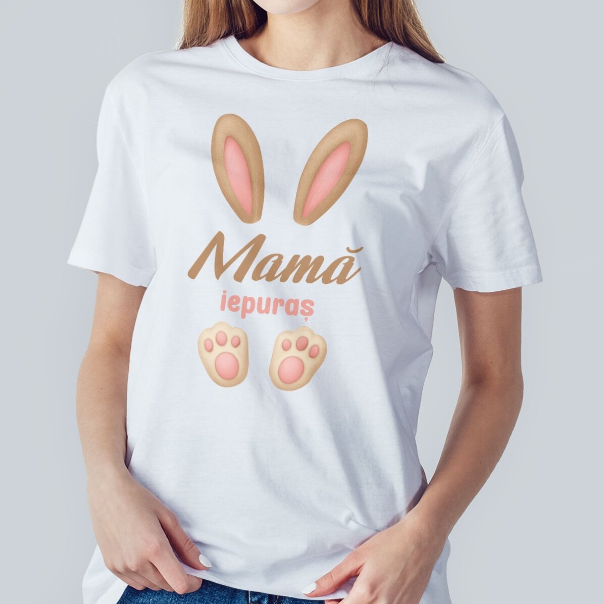 Personalisiertes Baumwoll-T-Shirt zu Ostern – Hasenohren